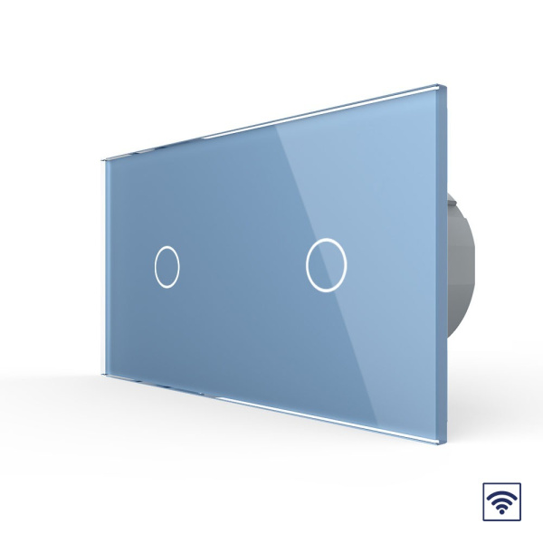 Сенсорный радиоуправляемый выключатель 2 клавиши (1-1), 2 поста Синий Livolo