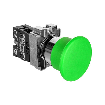 Кнопка управления "Грибок" Φ40мм самовозв. NP2-EC32 без подсветки зеленая 1НЗ, IP40 (R) CHINT