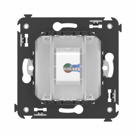 Телефонная розетка RJ-12 без шторки в стену одинарная, "Avanti", "Белое облако" DKC