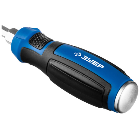 Отвертка ударная, сквозной Cr-V стержень, SL5 x 75 мм, усилитель под ключ, магнитный наконечник, двухкомп. рукоятка, Профессионал, "УДАРНИК" ЗУБР