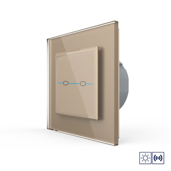 Сенсорный импульсный выключатель Quadro сухой контакт 2 клавиши 1 модуль Золотой Livolo