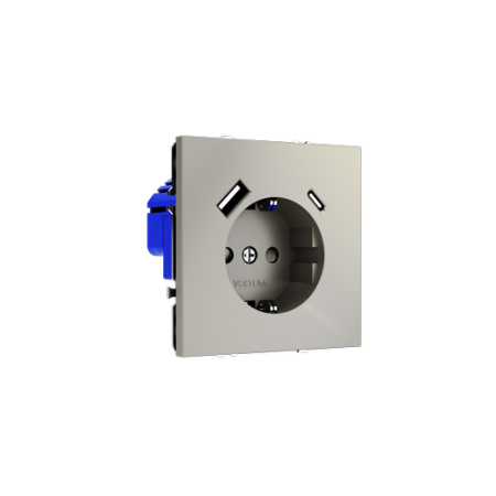 Розетка встраиваемая Voltum S70 с заземлением и защитными шторками, 16А, с USB, A+C, (шелк)
