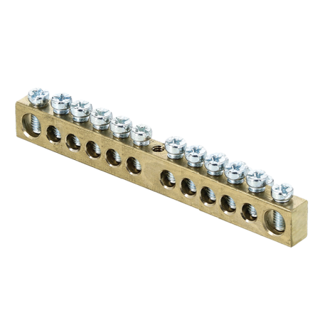 Шина PEN "ноль-земля" (6х9мм) 12 отверстий латунь крепеж по центру PROxima EKF