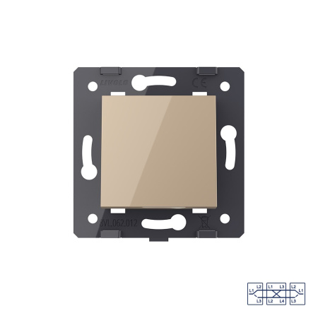 Клавиша перекрестного механического выключателя, цвет золотой (механизм) Livolo