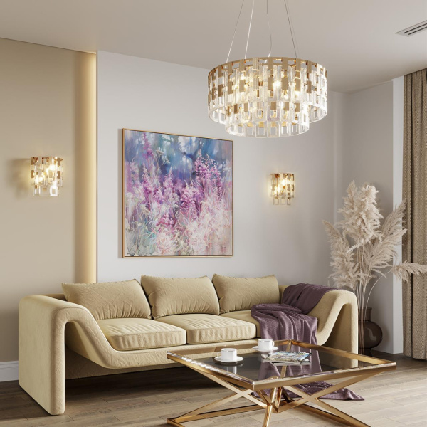 Люстра E14 10*40W BUCKLE золотой/стекло ODEON LIGHT