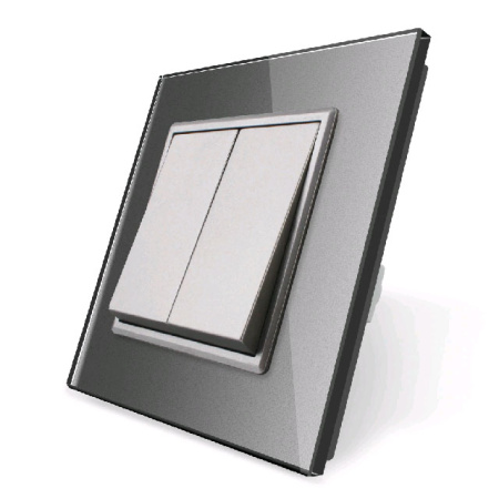 Механический выключатель 2 клавиши Серый Livolo