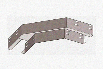 Лоток угловой перфорированный КГ 150х150-90 УТ1,5 поворот на 90, оцинкованный лист S1,5
