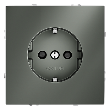 Розетка встраиваемая Voltum S70 с заземлением и защитными шторками, 16А, (титан)