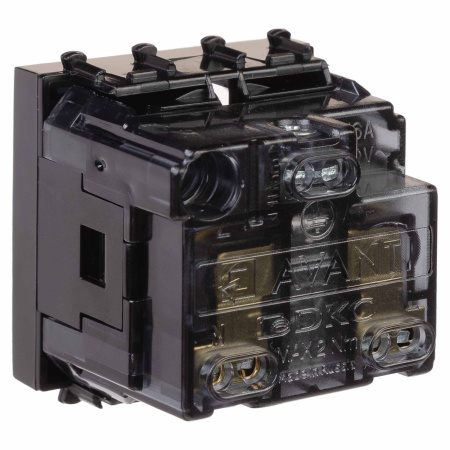 Розетка модульная, 2P+E, с з/ш, "Avanti", "Черный квадрат", 2 модуля DKC