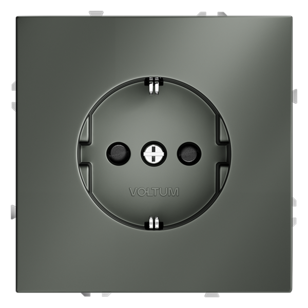 Розетка встраиваемая Voltum S70 с заземлением и защитными шторками, 16А, (титан)