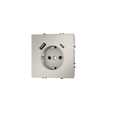 Розетка встраиваемая Voltum S70 с заземлением и защитными шторками, 16А, с USB, A+C, (кашемир)