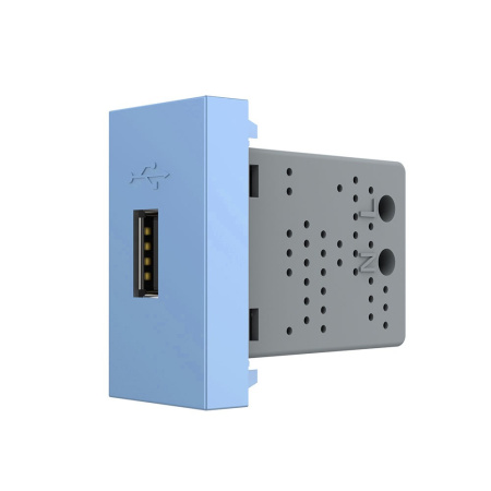 Розетка USB с блоком питания 2.1А 5В, цвет синий (механизм) Livolo