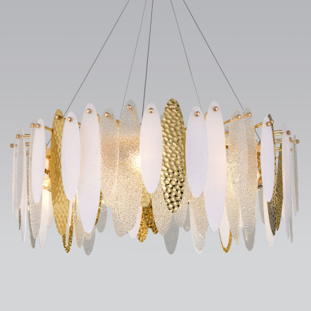 Подвесная люстра с фактурным стеклом 10*E14 60Вт золотой IP20 Canaria (326/10 золото) Bogate's