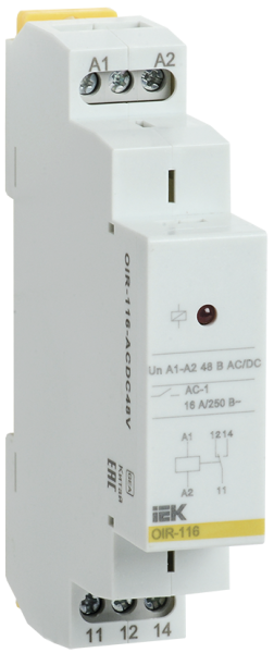 Реле промежуточное модульное OIR 1 контакт 16А 48В AC/DC IEK