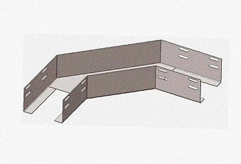 Лоток угловой замковый перфорированный КГЗ 300х100-90 УХЛ1 поворот на 90, оцинкованный лист, S1,5