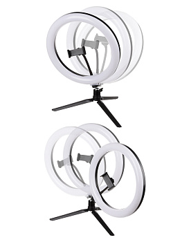 Лампа кольцевая светодиодная 30 см 16Вт 2700-6400 К+RGB штатив наст., диммер, ПДУ, USB TDM