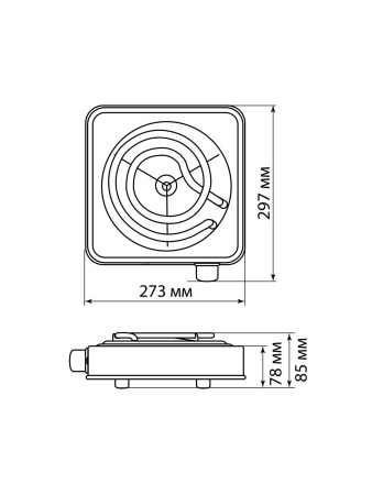 Электроплитка одноконф. ЭПС1-ОТ, 230 В, 1 кВт, откидной нагр. элемент, спираль, белая, TDM