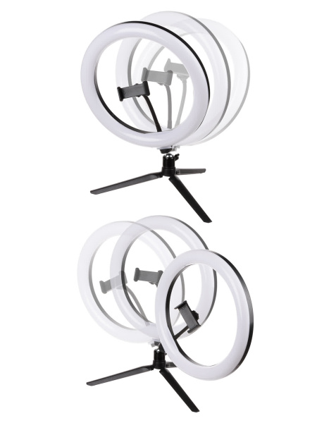 Лампа кольцевая светодиодная 30 см 16Вт 2700-6400 К+RGB штатив наст., диммер, ПДУ, USB TDM