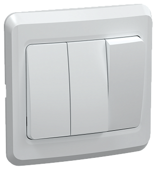 Выключатель 3-клавишный ВС10-3-0-ВБ 10А ВЕГА белый IEK