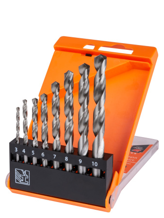 Набор сверл по металлу, 8 шт. (3-4-5-6-7-8-9-10) мм, полир., HSS, ц. хв., пластик. уп., "Рубин" TDM