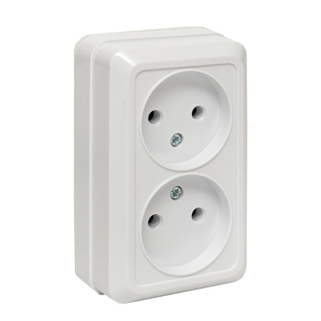 Рим Розетка 2-местная 10А без заземления белая EKF Рим Розетка 2-местная 10А без заземления белая EKF