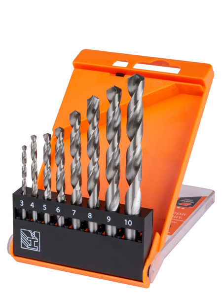 Набор сверл по металлу, 8 шт. (3-4-5-6-7-8-9-10) мм, полир., HSS, ц. хв., пластик. уп., "Рубин" TDM