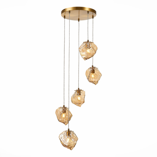 Светильник подвесной Латунь/Янтарный E14 5*40Вт SL1175.303.05 ST LUCE