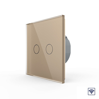 Сенсорный радиоуправляемый выключатель 2 клавиши 1 пост Золотой Livolo