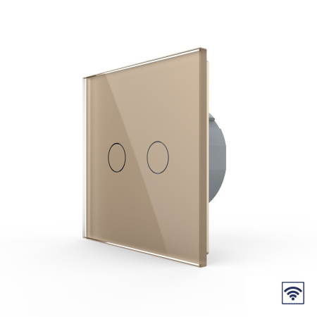 Сенсорный радиоуправляемый выключатель 2 клавиши 1 пост Золотой Livolo