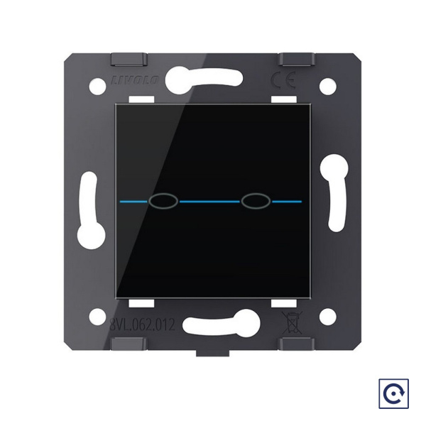 Двухклавишная сенсорная кнопка Quadro, цвет черный (механизм) Livolo