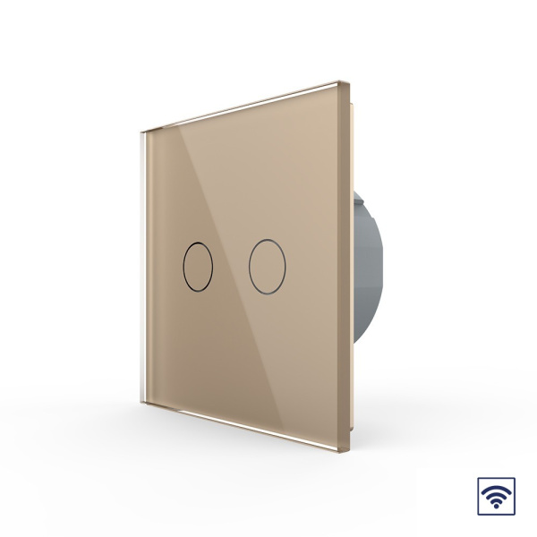 Сенсорный радиоуправляемый выключатель 2 клавиши 1 пост Золотой Livolo