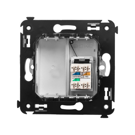 Телефонная розетка RJ-12 в стену одинарная, "Avanti", "Закаленная сталь" DKC