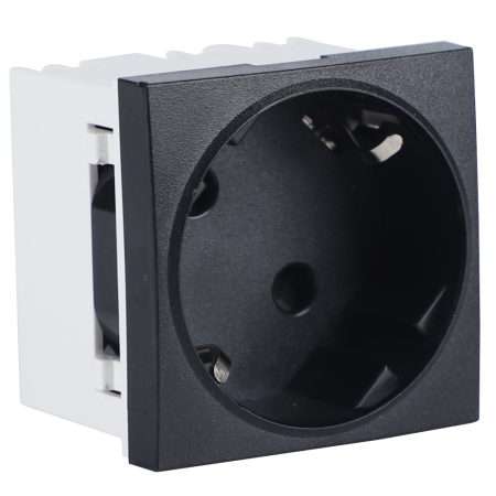 Donel Розетка 2К+З нем.ст., 45 гр., с з/ш, черн. матовая (45х45мм), соединительный адаптер, серия (тип) DF6