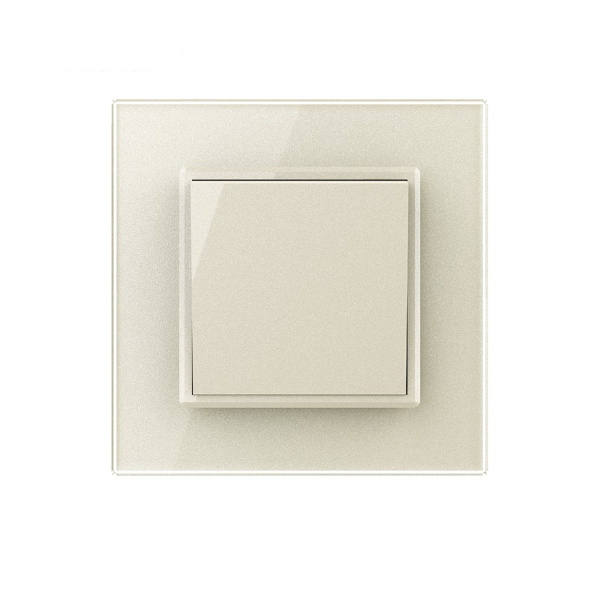 Одноклавишный механический выключатель 1 пост, цвет жемчужный Livolo