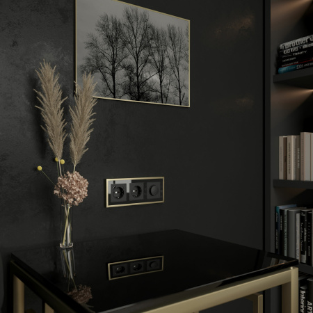 Baguette Рамка на 3 поста (черный/латунь) Werkel