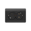 Розетка с/з со шторками двойная, 16А, черный NEW3-E CHINT