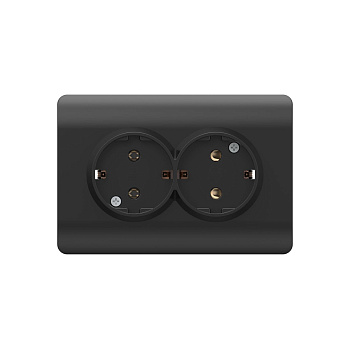 Розетка с/з со шторками двойная, 16А, черный NEW3-E CHINT