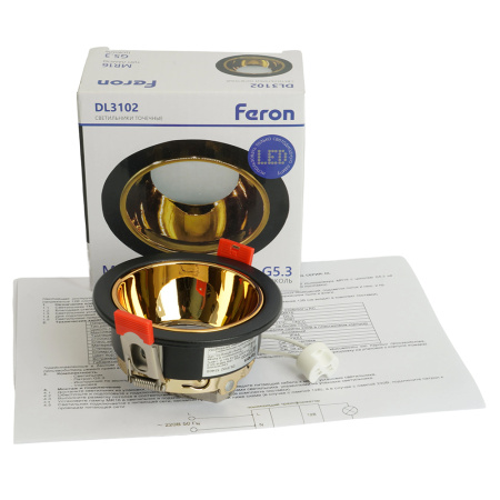 Светильник потолочный встраиваемый, MR16 G5.3, черный + золото DL3102