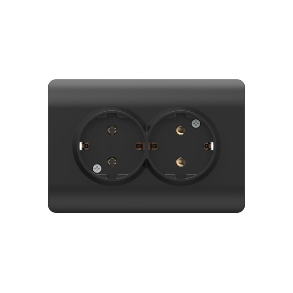 Розетка с/з со шторками двойная, 16А, черный NEW3-E CHINT