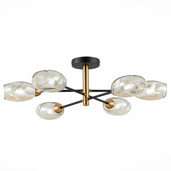 Люстра потолочная Черный, Латунь/Янтарный E14 6*40Вт SLE155502-06 EVOLUCE