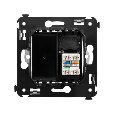 Телефонная розетка RJ-12 в стену одинарная, "Avanti", "Черный квадрат" DKC