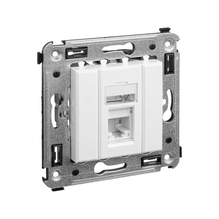 Компьютерная розетка RJ-45 в стену, кат.5e одинарная, "Avanti", "Белое облако" DKC