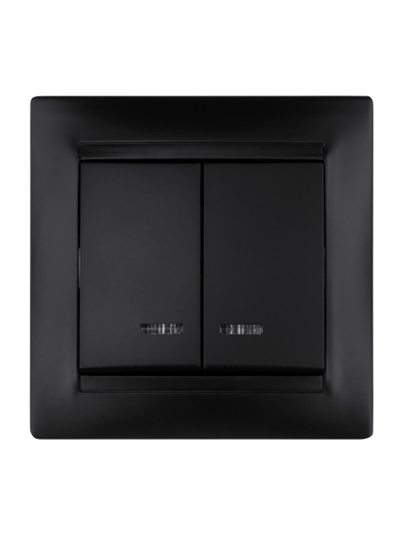 Выключатель 2 кл. с подсветкой 10А графит "Лама" TDM