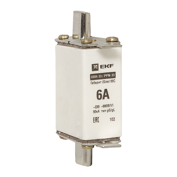 Плавкая вставка ППН-33 100/6А габарит 00С PROxima EKF