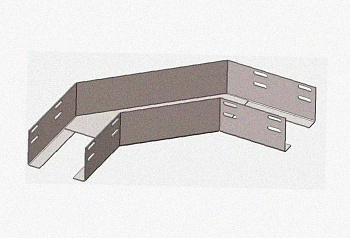Лоток угловой замковый глухой КГЗГ 400х50-90 УХЛ1 поворот на 90, оцинкованный лист, S1,0