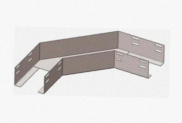 Лоток угловой замковый глухой КГЗГ 400х50-90 УХЛ1 поворот на 90, оцинкованный лист, S1,0