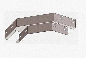 Лоток угловой перфорированный КГ 200х65-135 УХЛ1 поворот на 135, оцинкованный лист S1,0