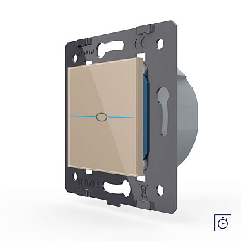 Одноклавишный сенсорный выключатель с таймером Quadro, цвет золотой (механизм) Livolo