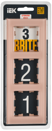 BRITE Рамка 3-мест. РУ-3-2-БрП стекло персиковый матовый IEK