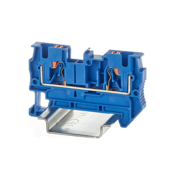Клемма проходная, зажим push-in, 2 точки подключения, 4 кв.мм, синяя DKC